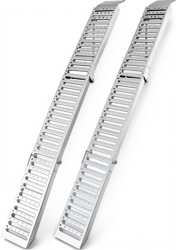 Foldable Ramp 72" L x9 W Tri - VroomSteel Steel Loading Silver 1500lb-5
