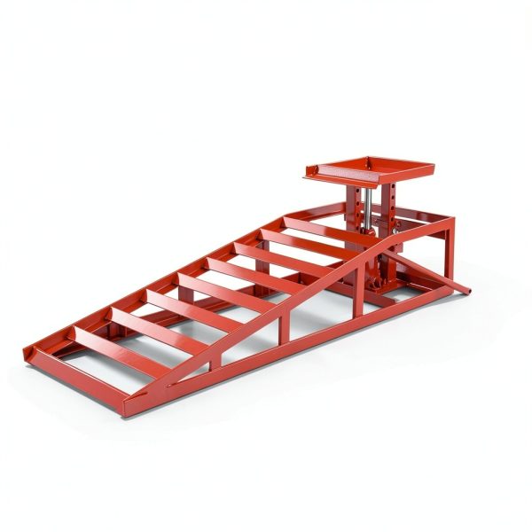 2 Pack Hydraulic Car Ramps, 11050LBS 5T Car Ramp High Lift 9"-14.2", Heavy Duty Steel Car Lift Ramp, Automotive Truck Service Ramps，Red-1