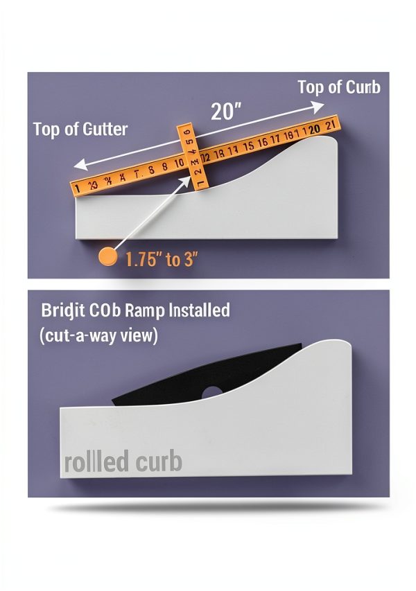 Rubber Curb Ramp 3‑piece Set by BRIDJIT Black 12ft 80% Reduce-5