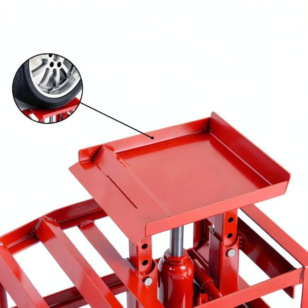 2 Pack Hydraulic Car Ramps, 11050LBS 5T Car Ramp High Lift 9"-14.2", Heavy Duty Steel Car Lift Ramp, Automotive Truck Service Ramps，Red-2