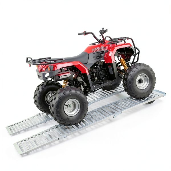 Foldable Ramp 72" L x9 W Tri - VroomSteel Steel Loading Silver 1500lb-4