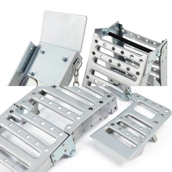 Foldable Ramp 72" L x9 W Tri - VroomSteel Steel Loading Silver 1500lb-3
