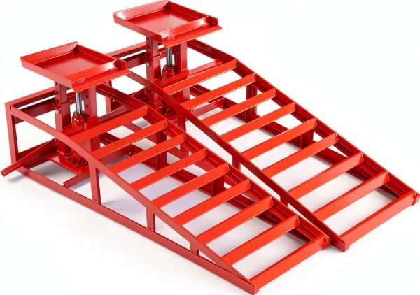 Hydraulic Car Ramps OLIPIC 2 Pack Heavy-Duty Steel 5 Ton Lift Red-0