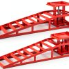 2 Pack Hydraulic Car Ramps, 11050LBS 5T Car Ramp High Lift 9"-14.2", Heavy Duty Steel Car Lift Ramp, Automotive Truck Service Ramps，Red-0