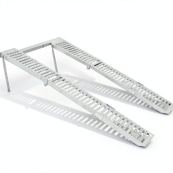 Foldable Ramp 72" L x9 W Tri - VroomSteel Steel Loading Silver 1500lb-2